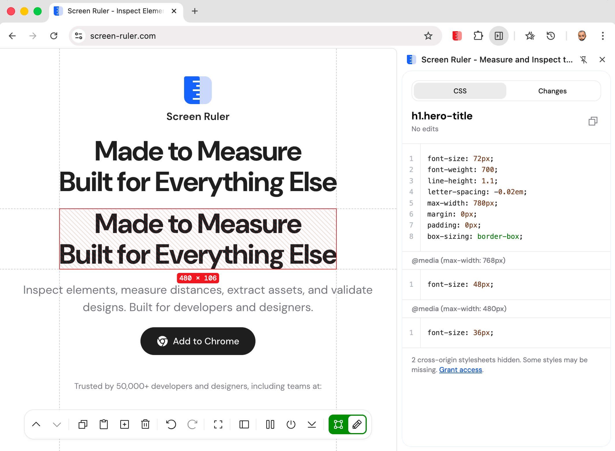 A duplicated element inserted into the page next to the original via the dock's Duplicate action