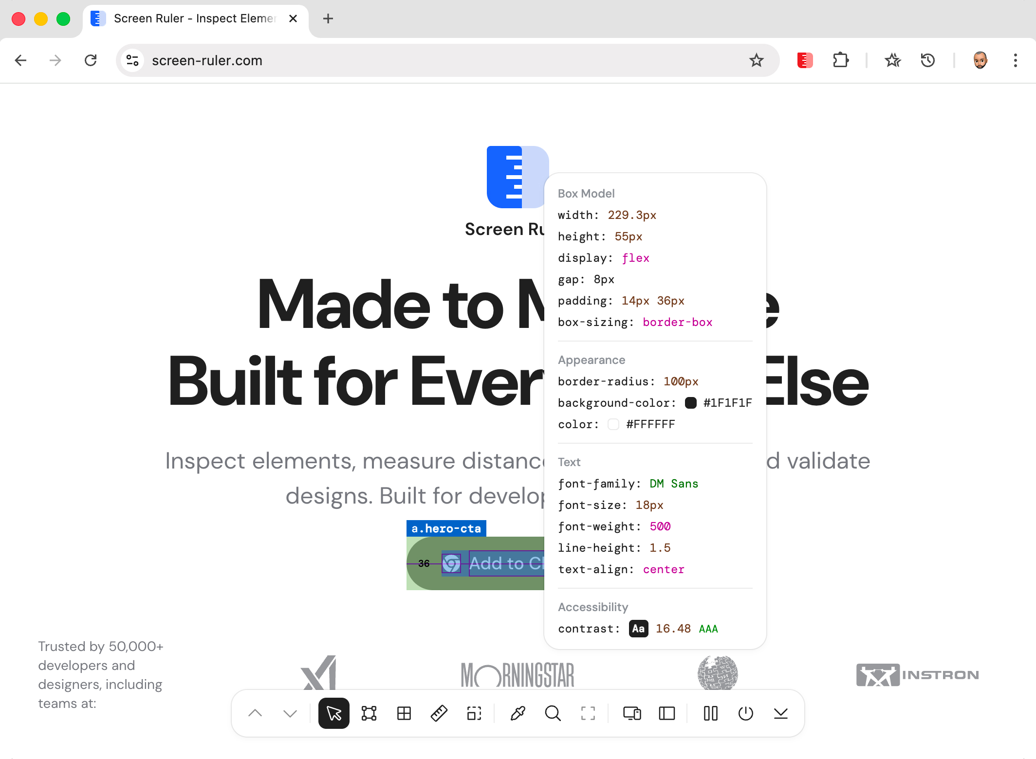 Compact floating inspector panel showing layout, appearance, text, and visual-effect properties next to the cursor
